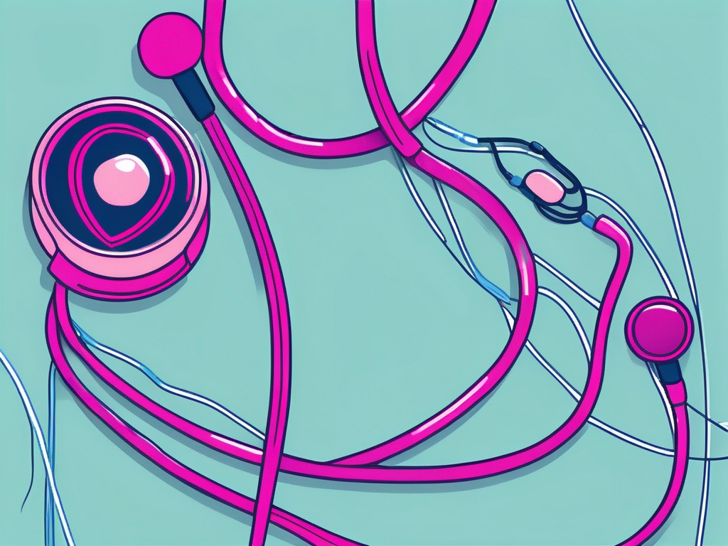 A stethoscope gently draped over a stylized representation of the vagus nerve