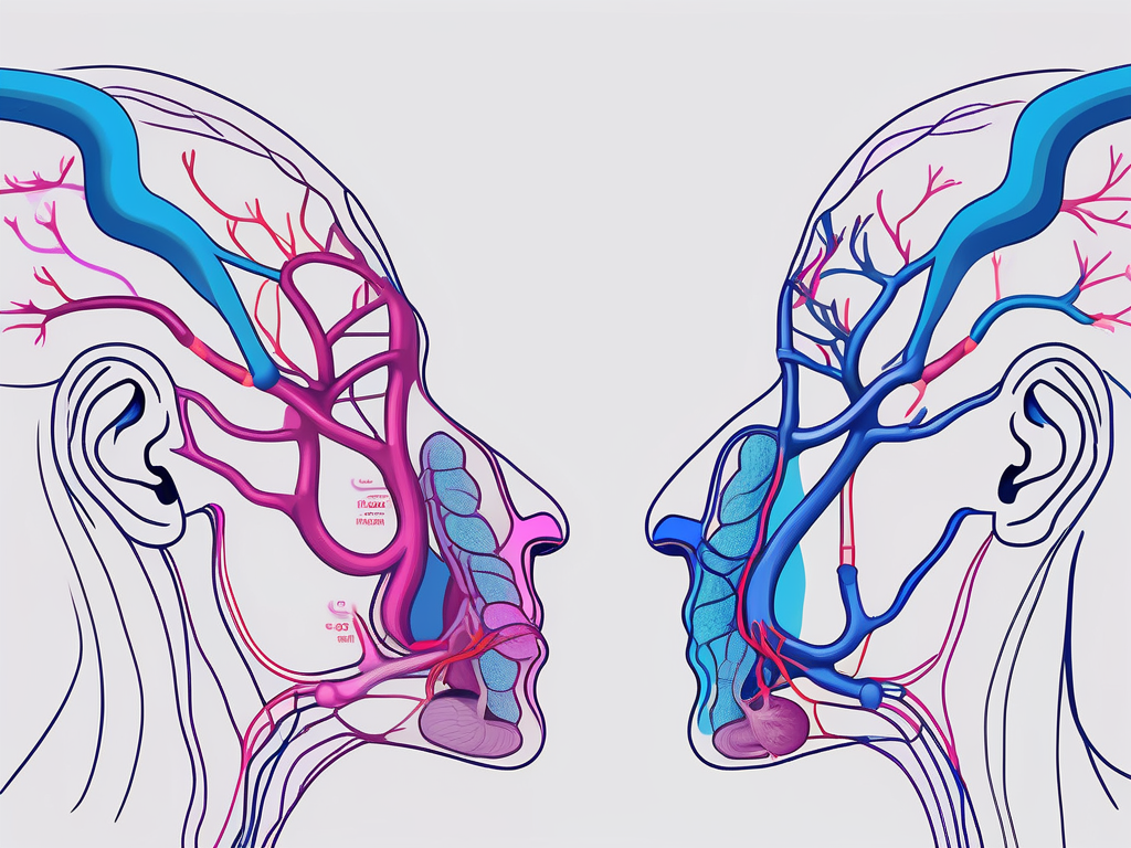 The human neck anatomy highlighting the vagus nerve and the pharynx