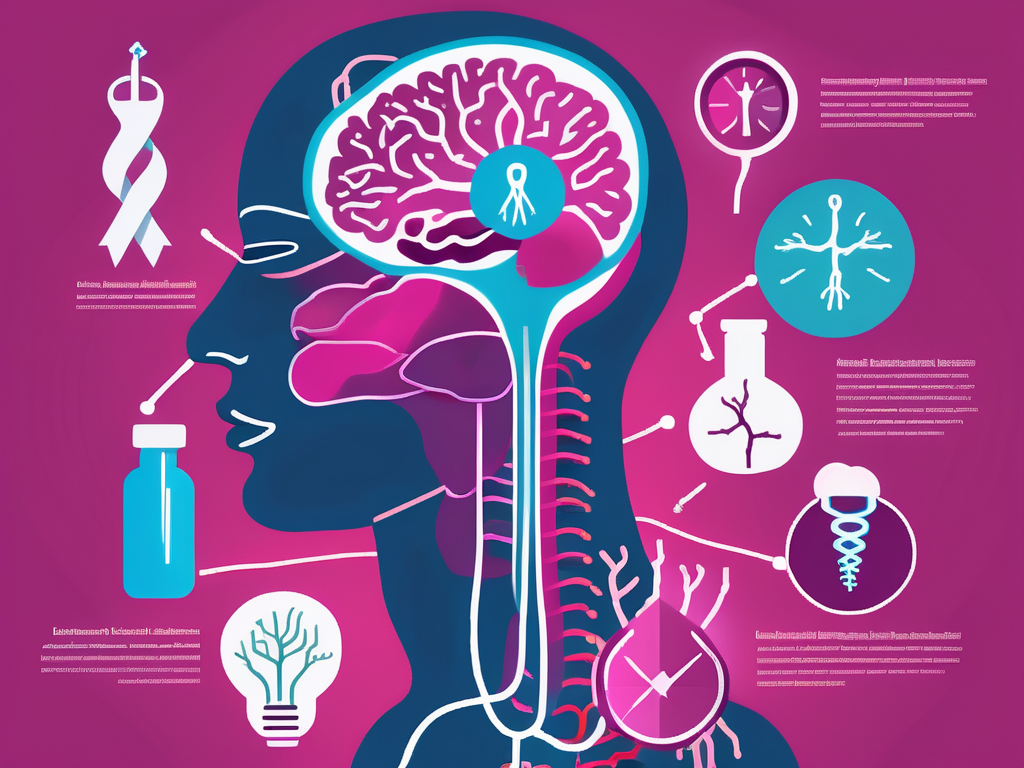 The human body highlighting the digestive system and the vagus nerve